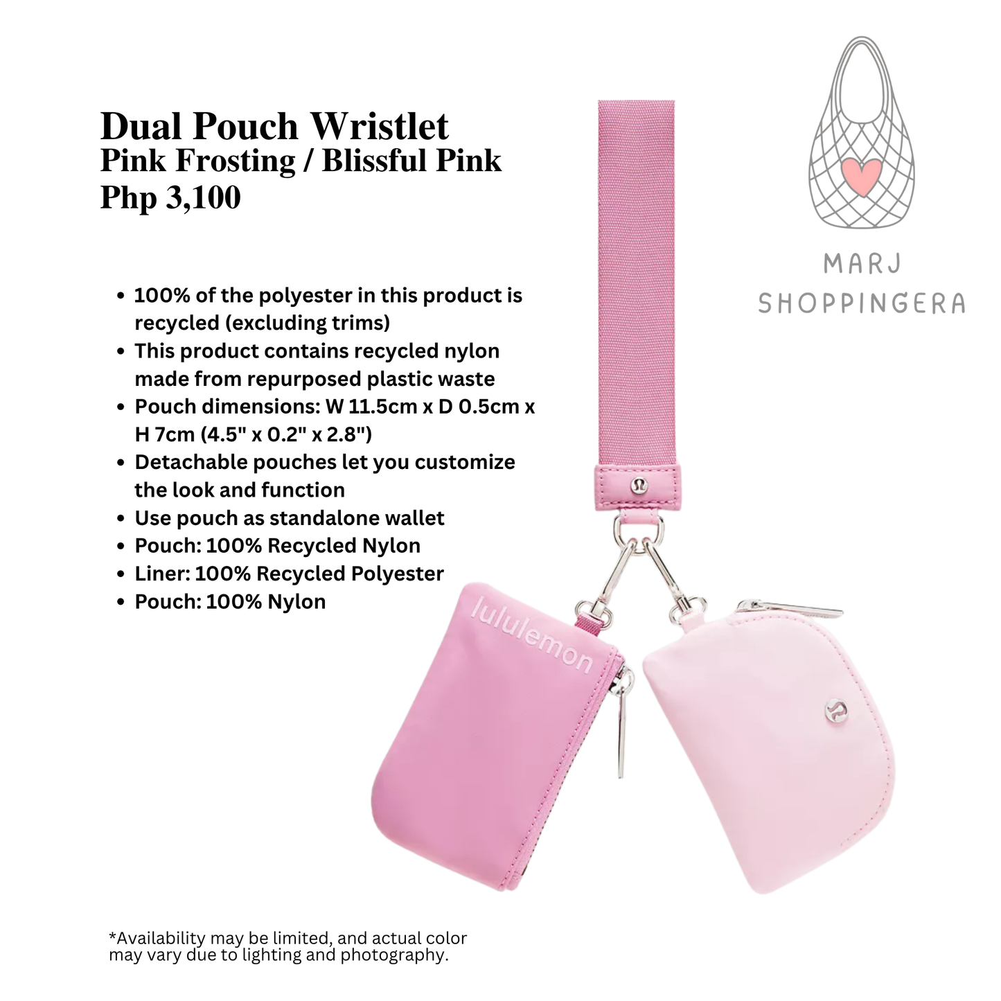 Lululemon Dual Pouch Wristlet (Pink Frosting/Blissful Pink)