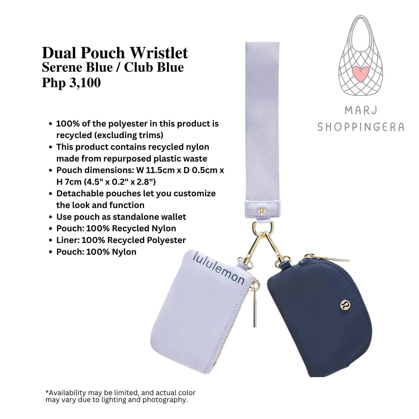 Lululemon Dual Pouch Wristlet (Serene Blue/Club Blue)