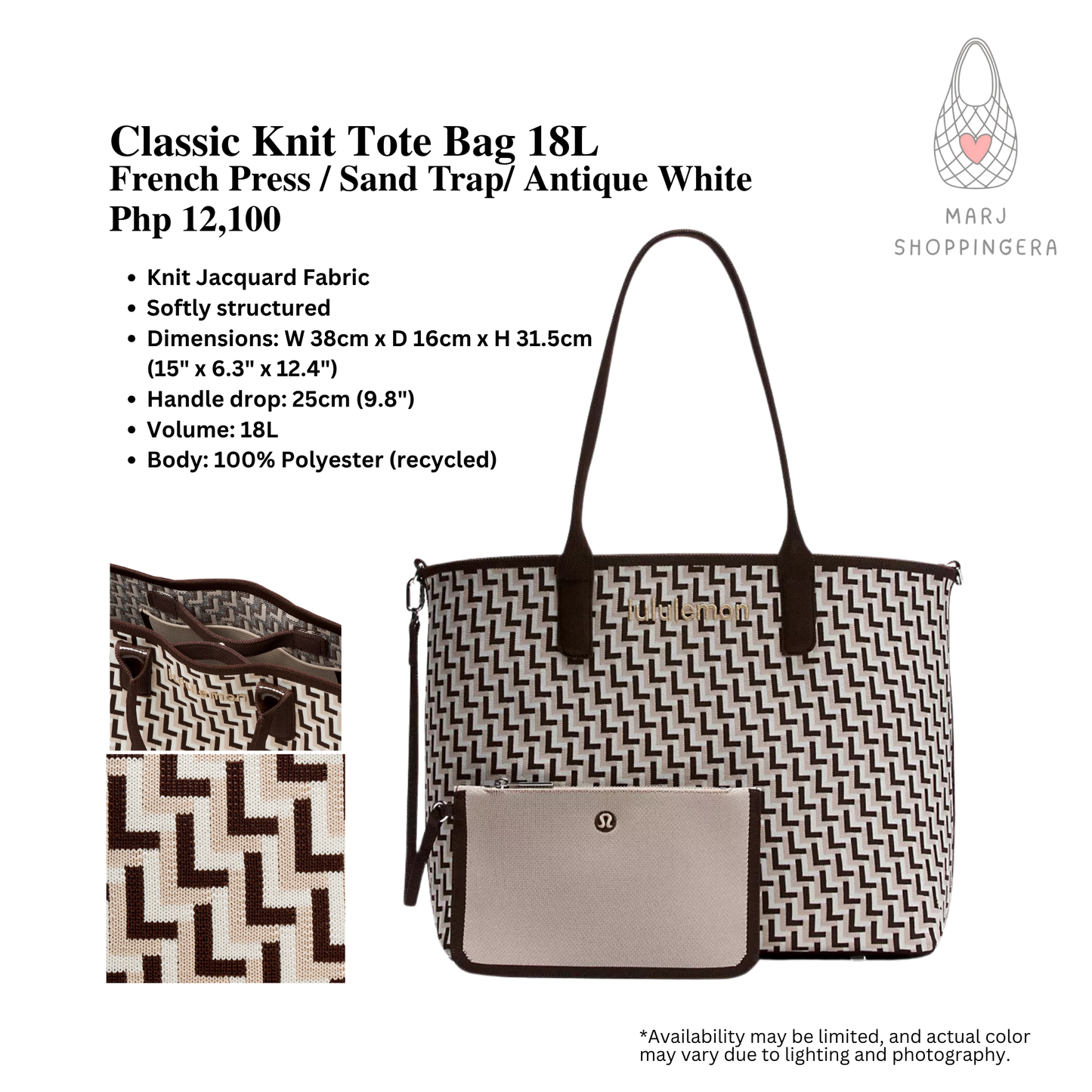 Lululemon Classic Knit Tote Bag 18L