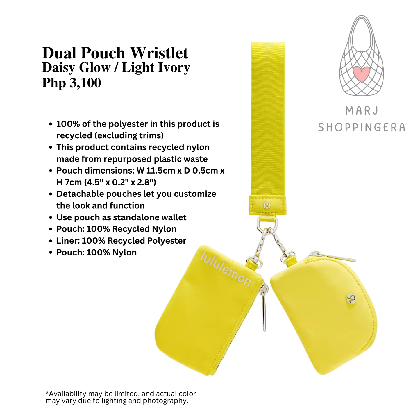 Lululemon Dual Pouch Wristlet (Daisy Glow/Light Ivory)