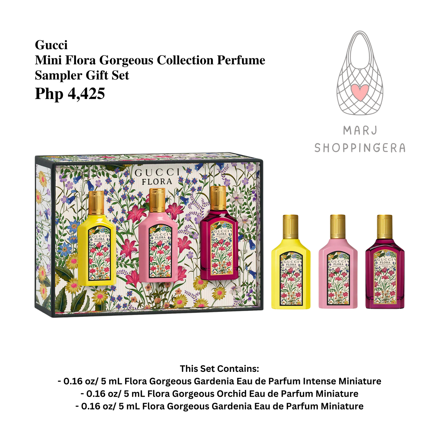 Gucci Mini Flora Gorgeous Collection Perfume Sampler Gift Set