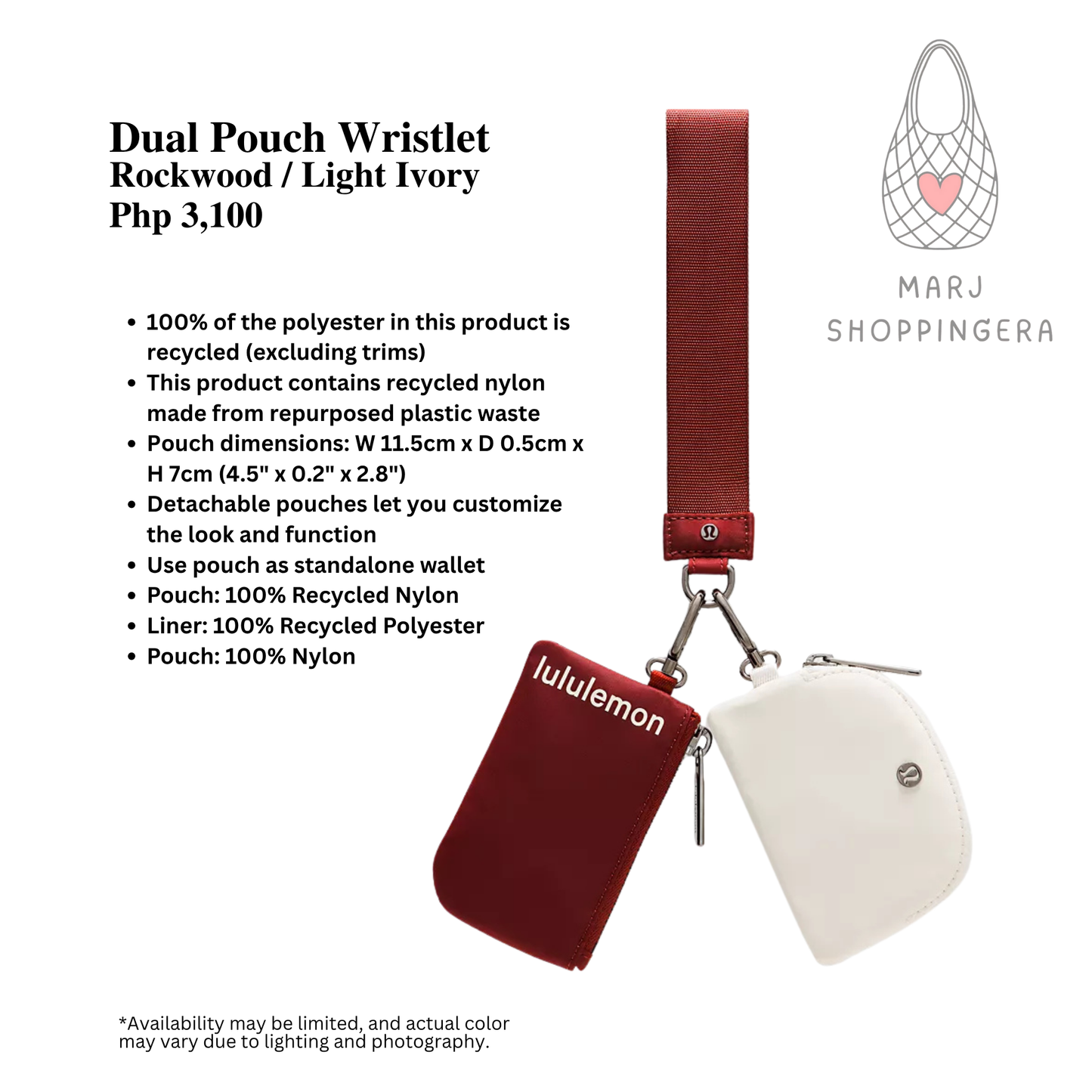 Lululemon Dual Pouch Wristlet (Rockwood/Light Ivory)