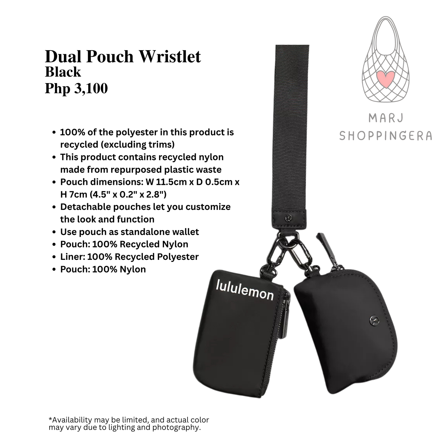 Lululemon Dual Pouch Wristlet (Black)