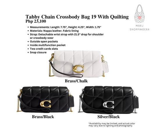 Coach Tabby Chain Crossbody Bag 19 With Quilting