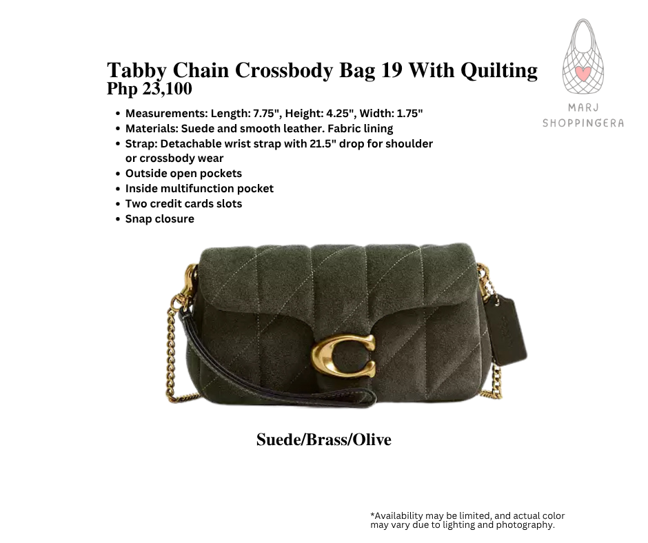 Coach Tabby Chain Crossbody Bag 19 With Quilting