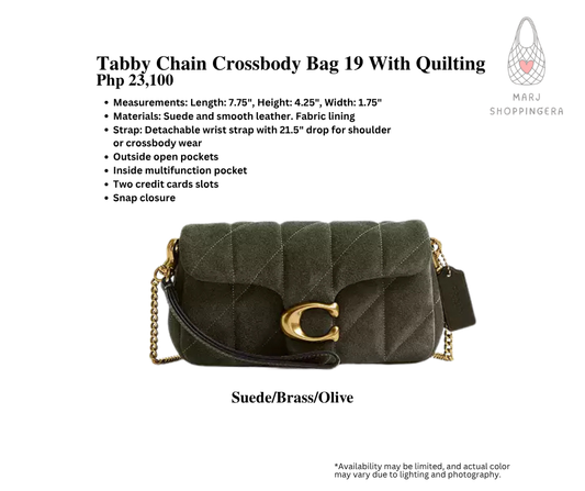 Coach Tabby Chain Crossbody Bag 19 With Quilting