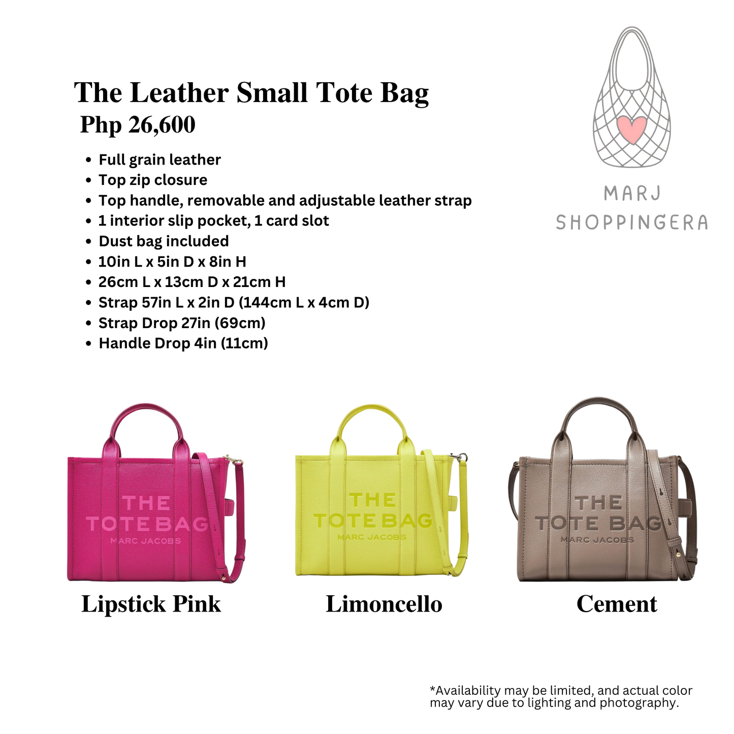 Marc Jacobs Leather Small Tote Bag