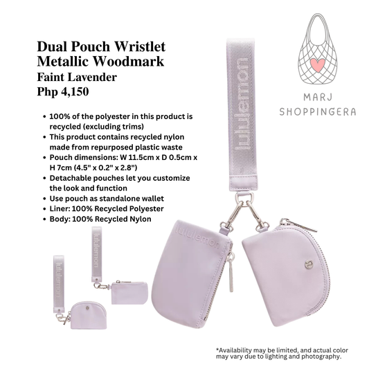 Lululemon Dual Pouch Wristlet Metallic Woodmark (Faint Lavender)