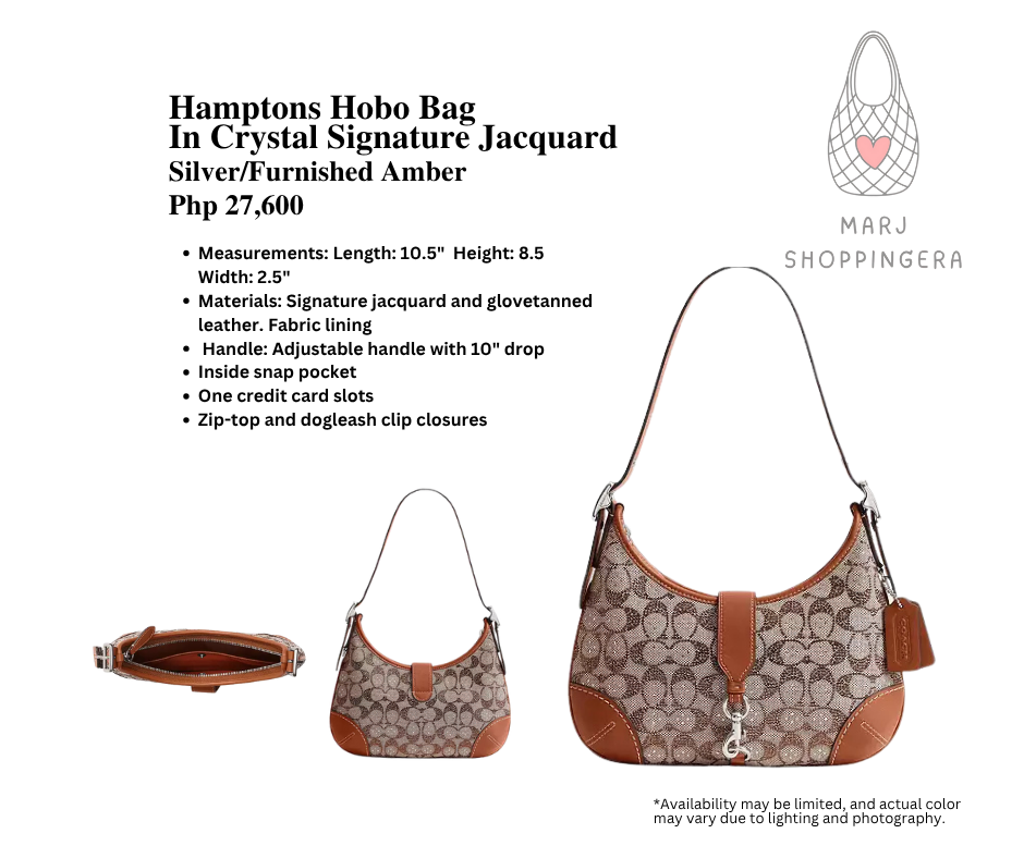 Coach Hamptons Hobo Bag In Crystal Signature Jacquard
