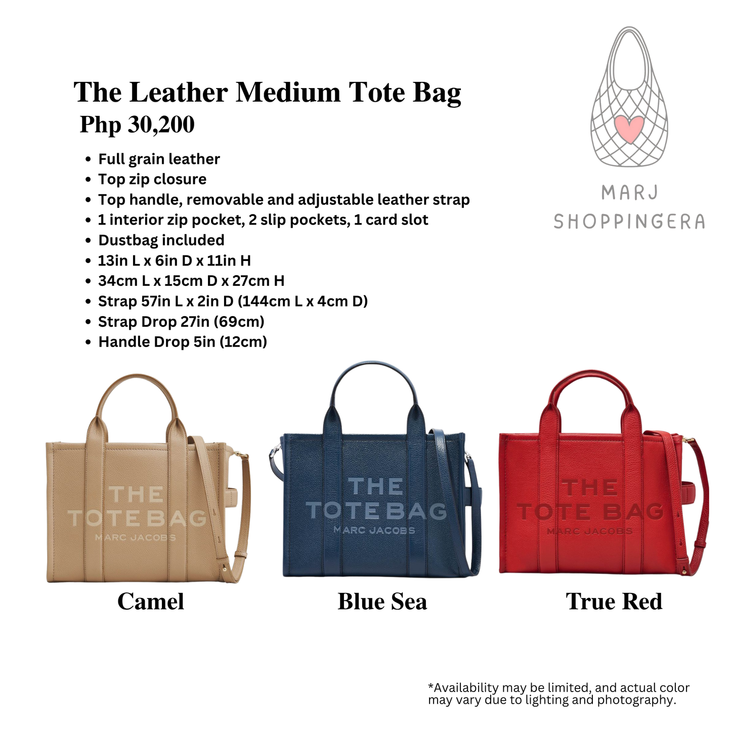 Marc Jacobs Leather Medium Tote Bag