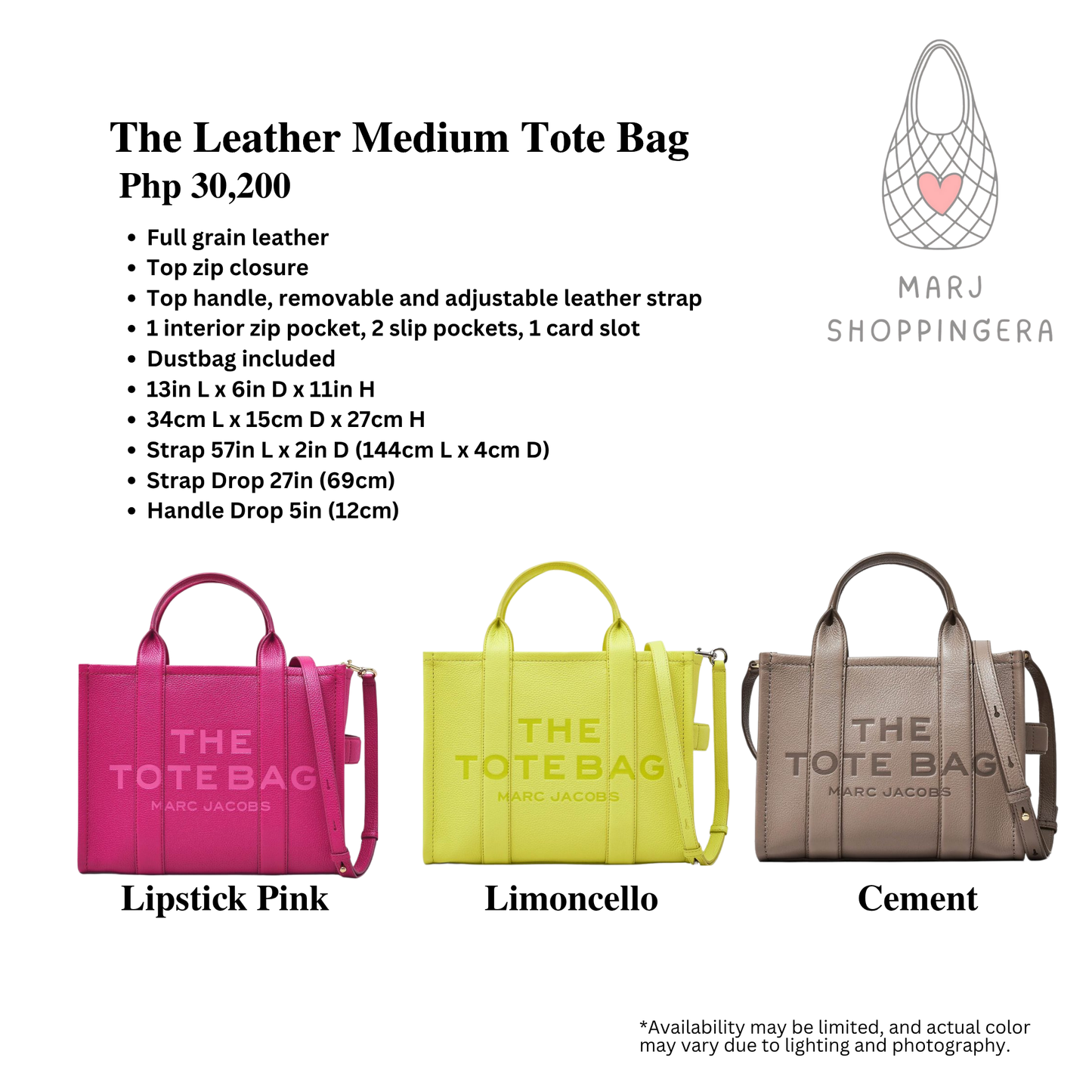 Marc Jacobs Leather Medium Tote Bag