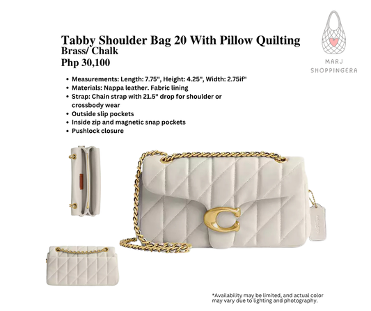 Coach Tabby Shoulder Bag 20 With Pillow Quilting