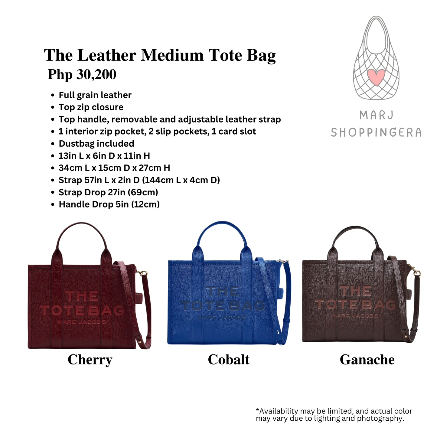 Marc Jacobs Leather Medium Tote Bag