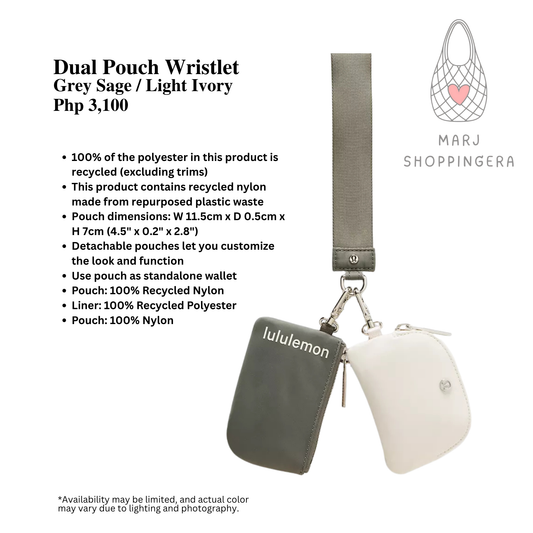 Lululemon Dual Pouch Wristlet (Grey Sage/Light Ivory/Gold)