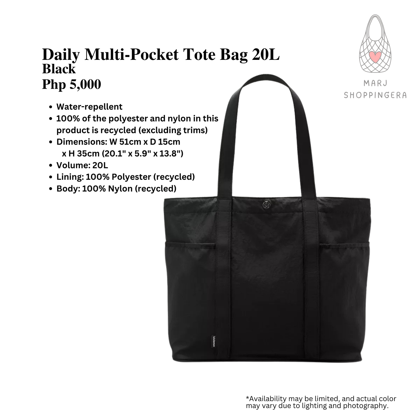 Lululemon Daily Multi-Pocket Tote Bag 20L