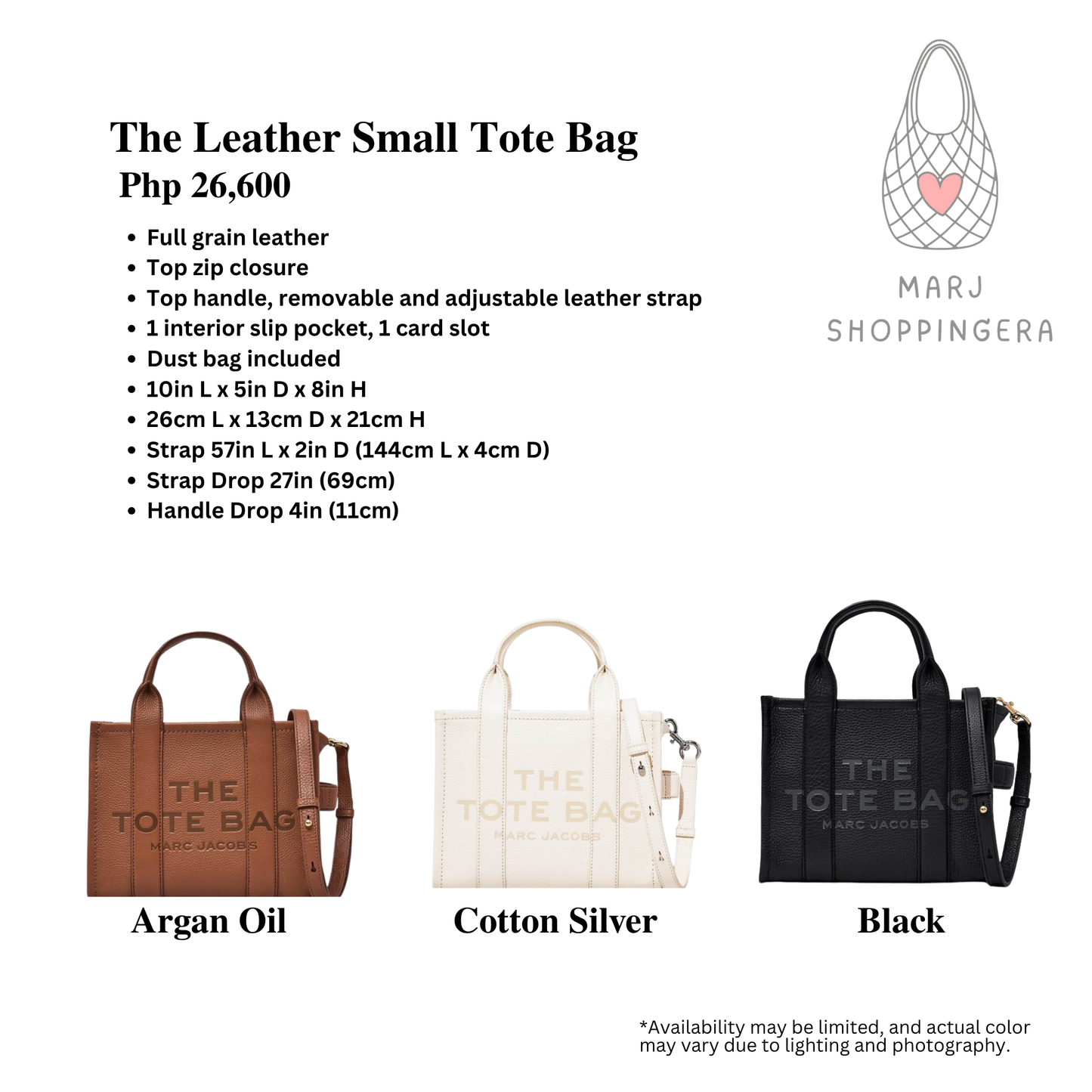 Marc Jacobs Leather Small Tote Bag